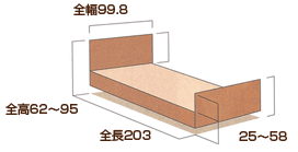介護ベッド 楽匠KQ-86340のサイズ